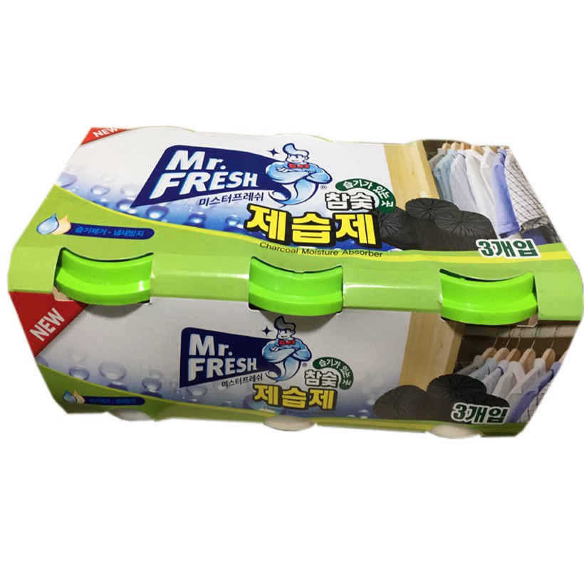 Bộ 3 bình hút ẩm than hoạt tính Mr.Fresh 256g nhập khẩu Hàn quốc