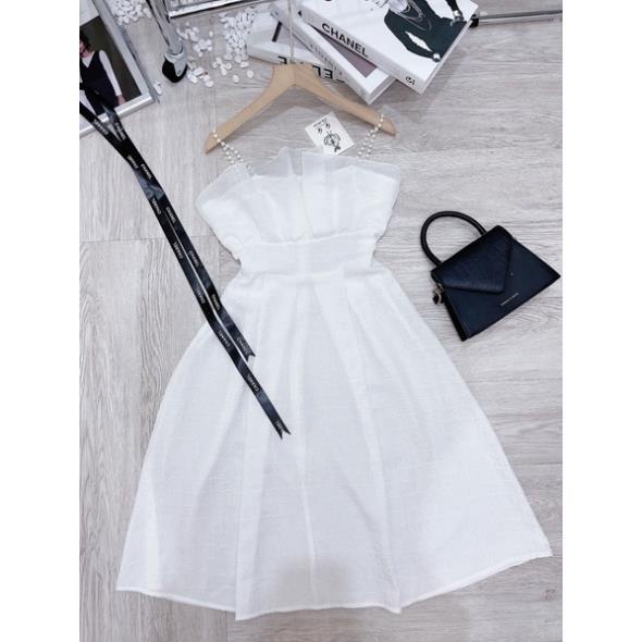 [ 𝐅𝐑𝐄𝐄 𝐒𝐇𝐈𝐏 ] VÁY TRẮNG XỐP SẦN THIẾT KẾ NGỰC PHỐI TƠ 2S NGỌC