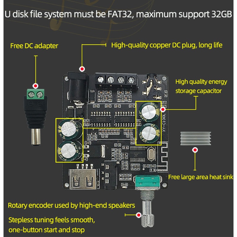 Bảng mạch khuếch đại âm thanh không dây bluetooth 5.0 LI XY-C100L 200W