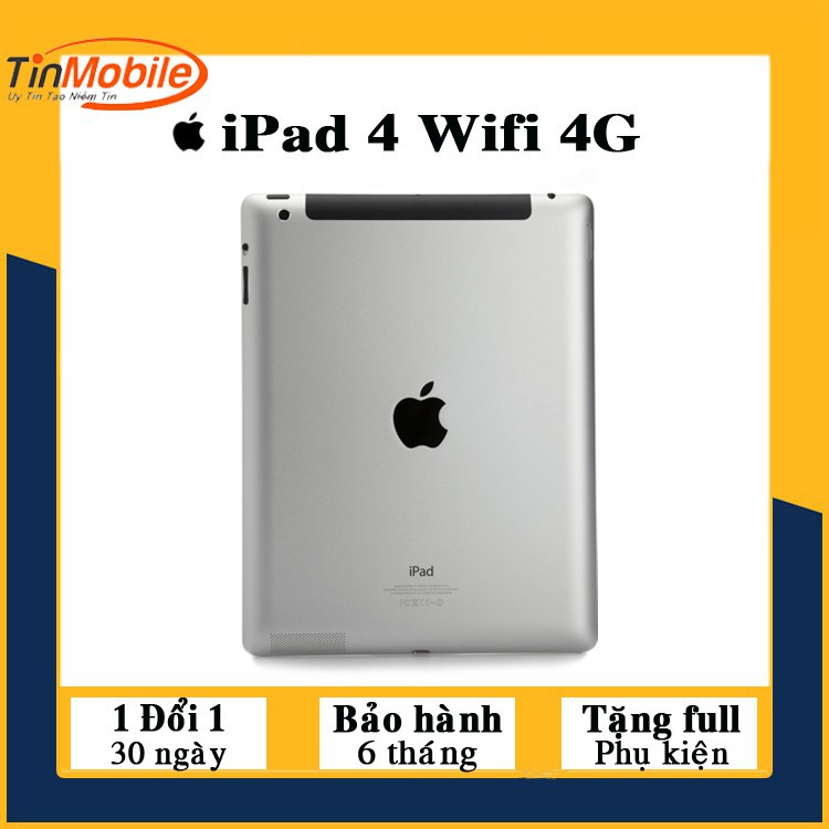 MÁY TÍNH BẢNG IPAD 4 - WIFI 4G 64/32/16GB - Tặng đủ phụ kiện