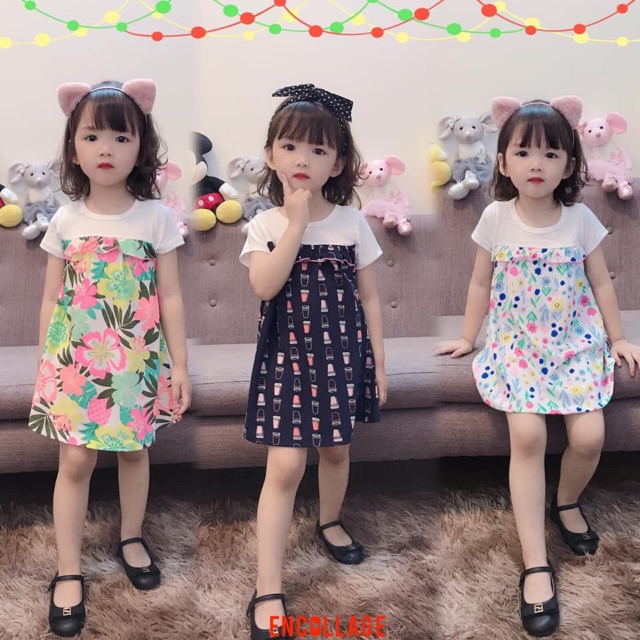 Váy cotton cộc tay màu ngẫu nhiên