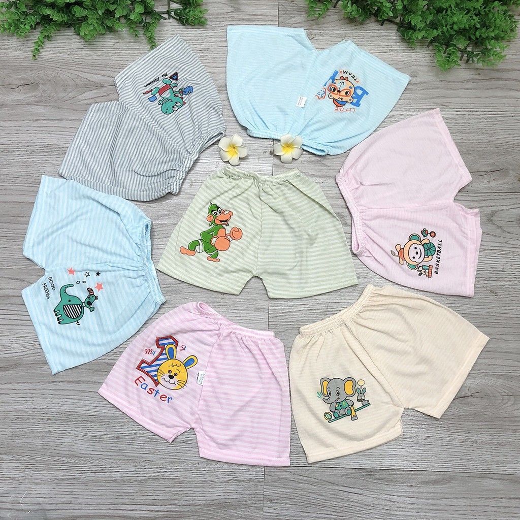 1 chiếc quần đùi chục vải cotton mát mẻ, họa tiết kẻ ngang cho bé sơ sinh 3-12kg - 𝐐𝟖