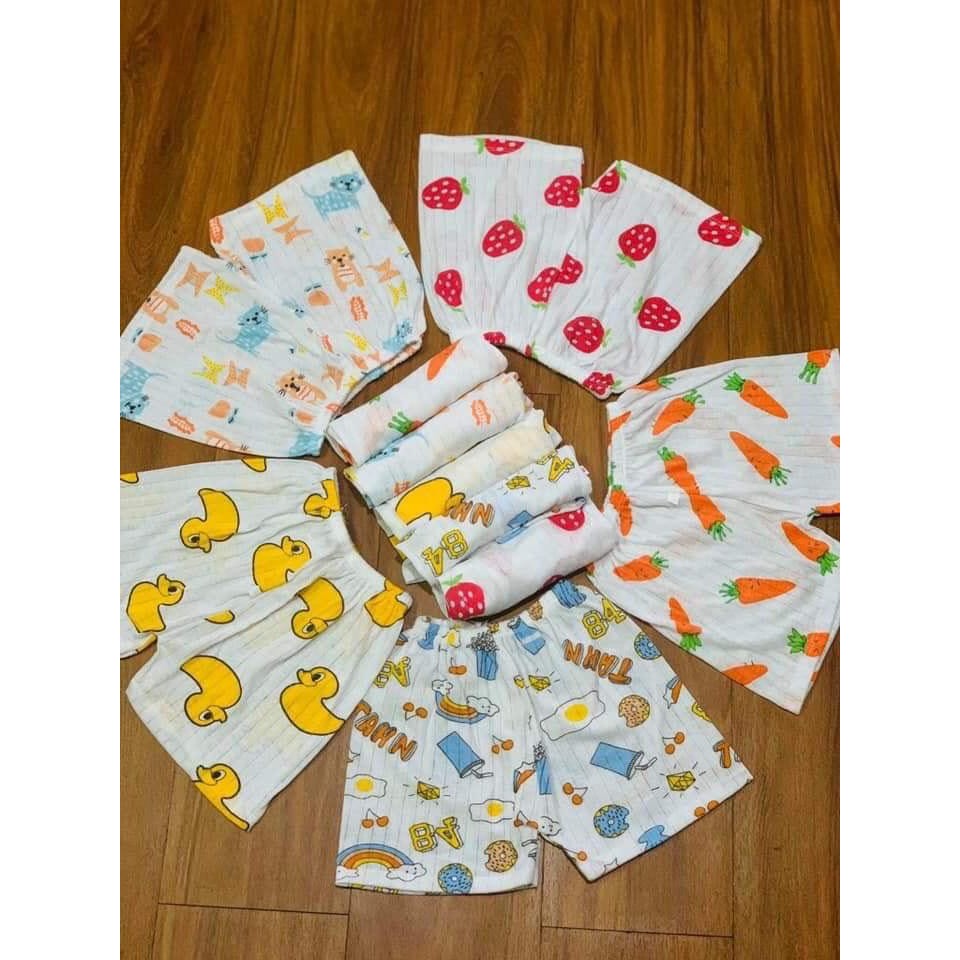 10 cái Quần chục cộc cotton giấy bé trai, bé gái bé size 3-16kg