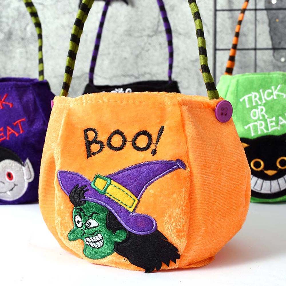 Túi đựng kẹo hình quả bí ngô nhiều màu sắc trang trí halloween cho bé