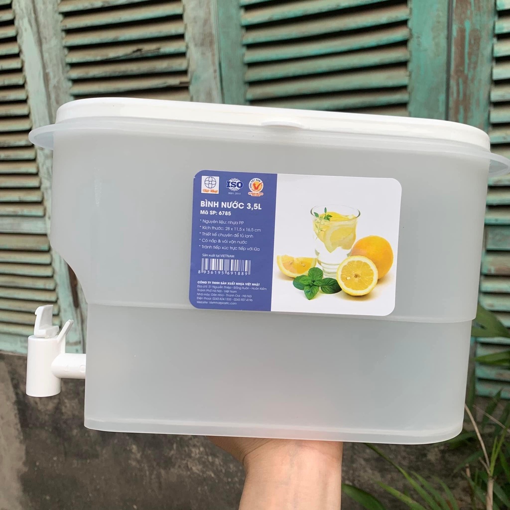 BÌNH NƯỚC CÓ VÒI - bình đựng nước để tủ lạnh cỡ lớn dung tích 3.5L bằng nhựa cao cấp hàng Việt Nhật