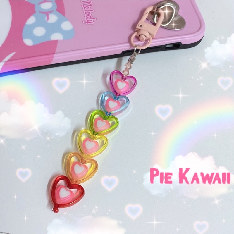Móc điện thoại/Móc khoá trái tim cầu vồng PIEKAWAII 💖✨