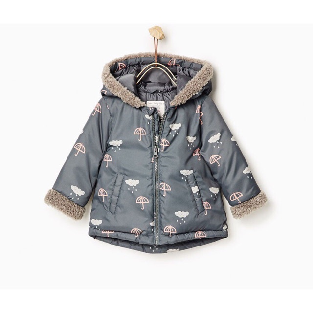 Freeship 99k TQ_Áo phao Zara baby hoạ tiết ô