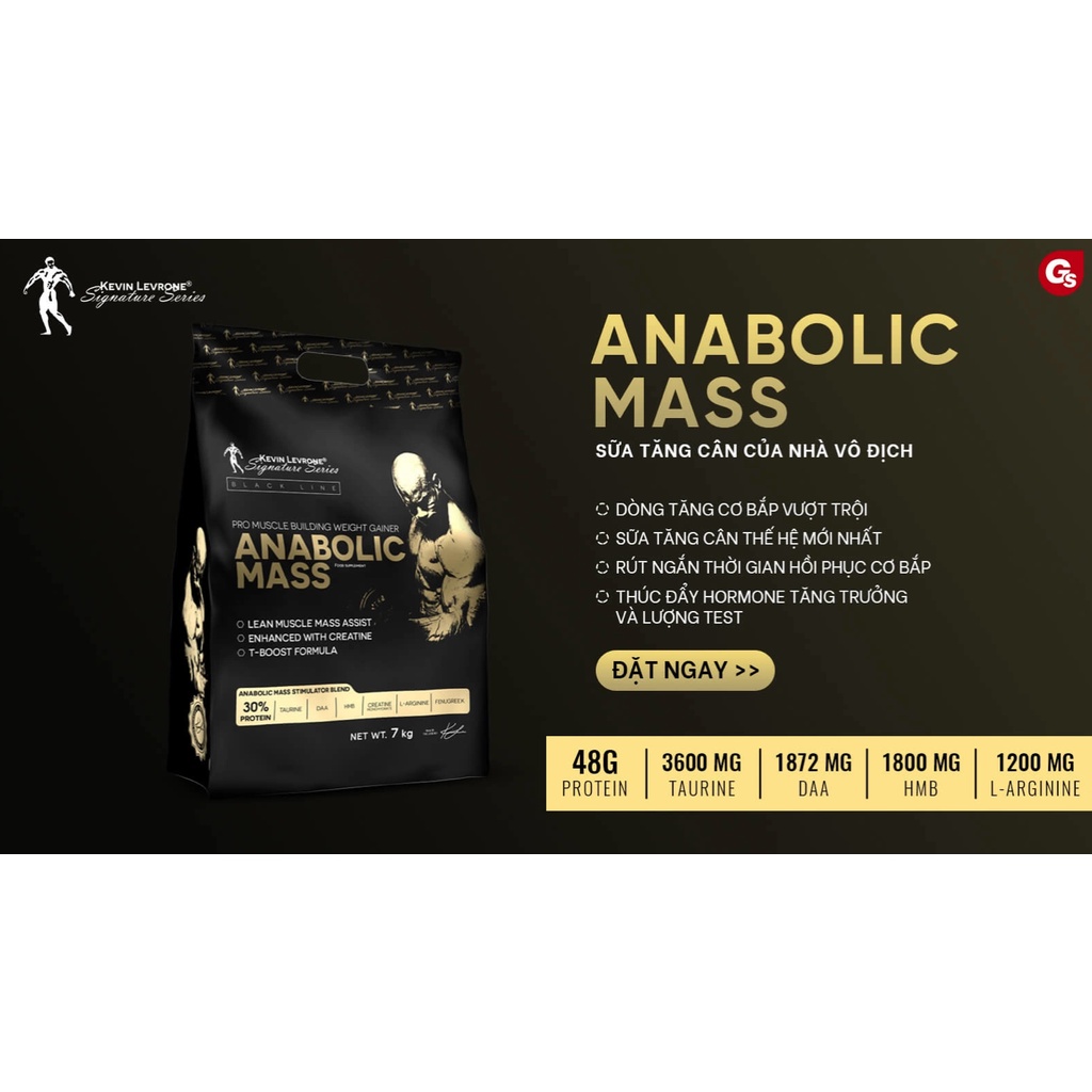 Sữa tăng cân nạc siêu cấp Kevin Levrone Anabolic Mass 7.0 Kg (58 Servings) nhập Ba Lan - Gymstore