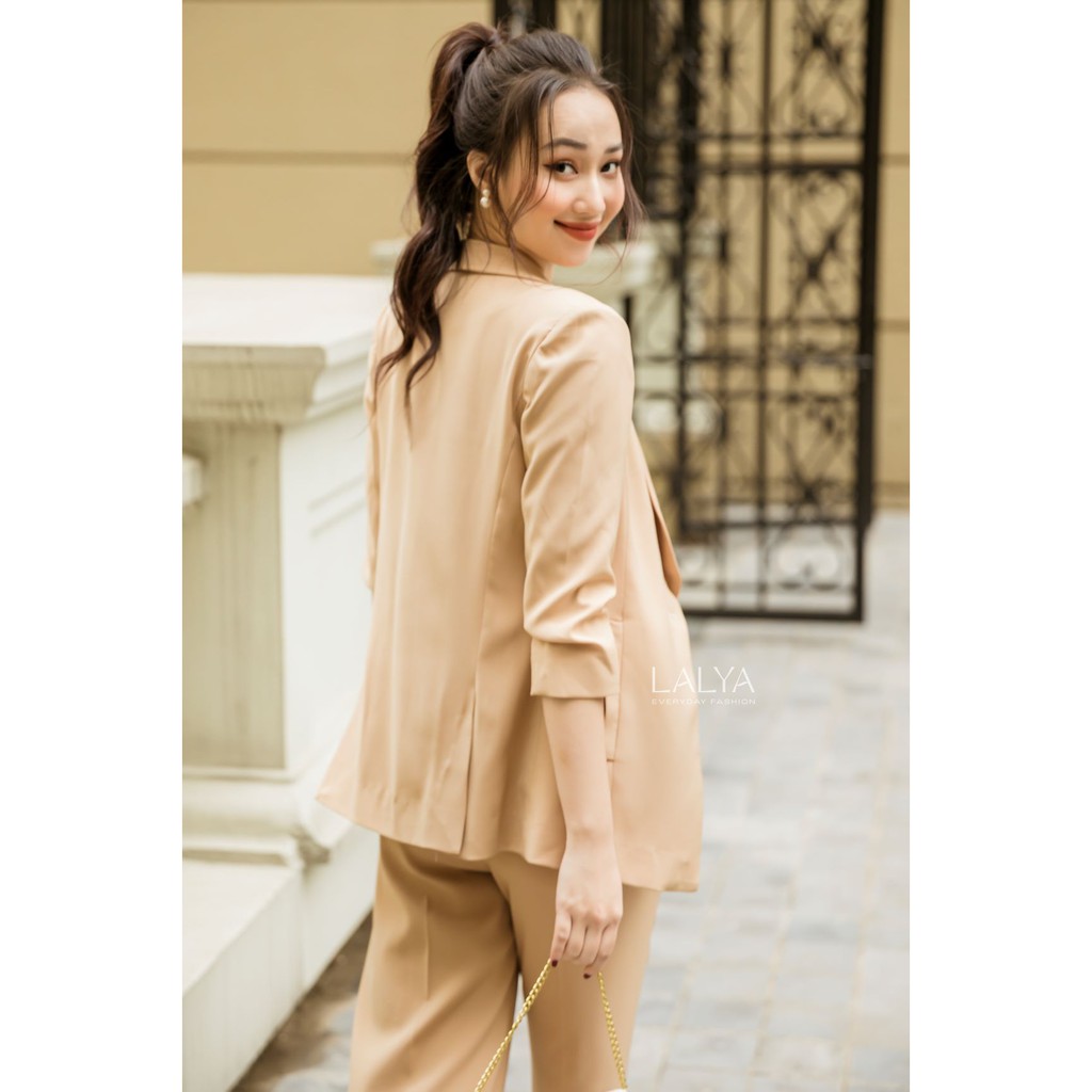 LALYA_Áo Blazer cổ sam túi sườn - Nâu | BigBuy360 - bigbuy360.vn