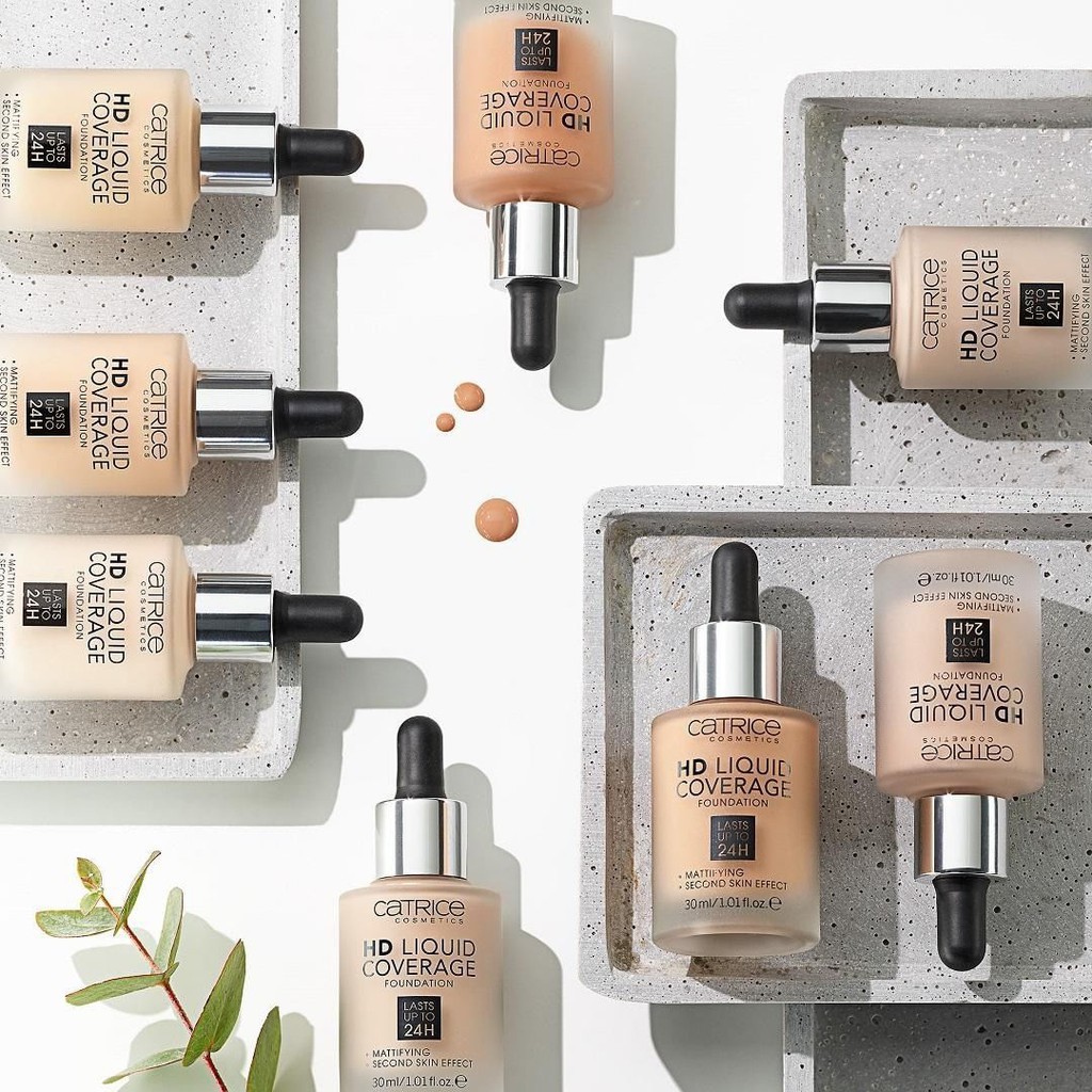 [𝐓𝐚̣̆𝐧𝐠 𝐦𝐚́𝐲 𝐦𝐚𝐬𝐬𝐚𝐠𝐞𝐫 𝐦𝐚̣̆𝐭] Kem nền- Catrice HD- Liquid Coverage Foundation, không trôi, đều màu - Chuẩn Đức 100%