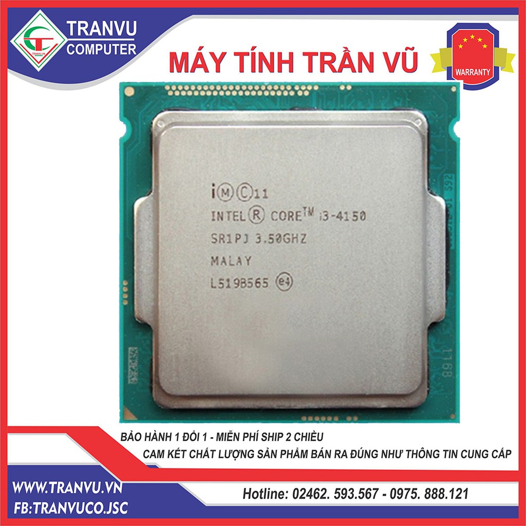 Bộ vi xử lý Intel Core I3 4150/Socket 1150 tặng Fan tản nhiệt Box cao cấp