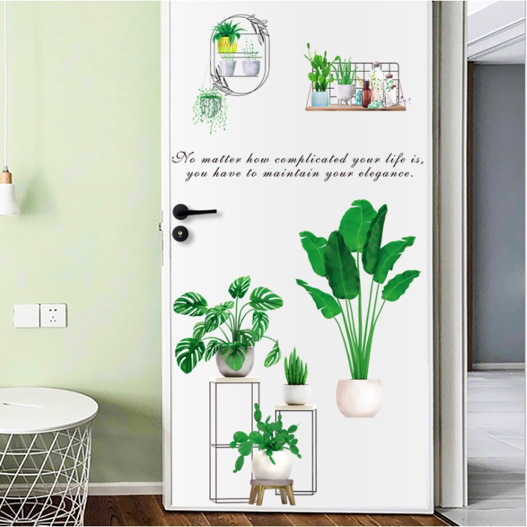 Decal dán tường trang trí - BỘ CHẬU CÂY XANH hiện đại