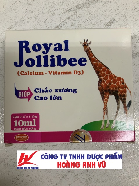 ROYAL JOLLIBEE - BỔ SUNG CALCI VÀ VITAMIN D3 CHO BÉ (HỘP 20 ỐNG)