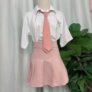SET HỌC SINH ÁO SƠ MI TRẮNG  + VÁY TENNIS HỒNG BY NATTHY STYLE