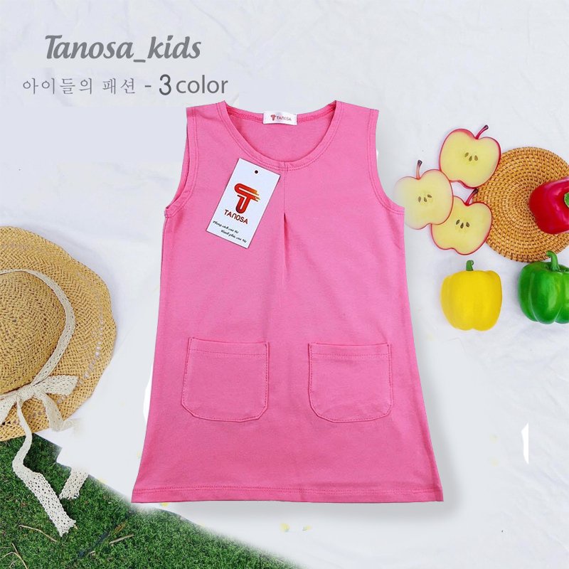 Váy Đầm chữ A túi năng động cho bé gái mặc hè Size 1-5 tuổi Shopmevung_kids