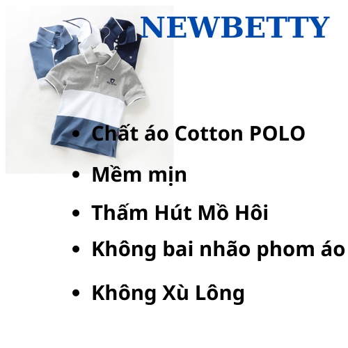 Áo thun Polo bé trai, gái MS004. Phối 3 màu siêu đẹp. Chất vải Cotton kháng khuẩn, chống nhăn, thoáng mát. NEWBETTY