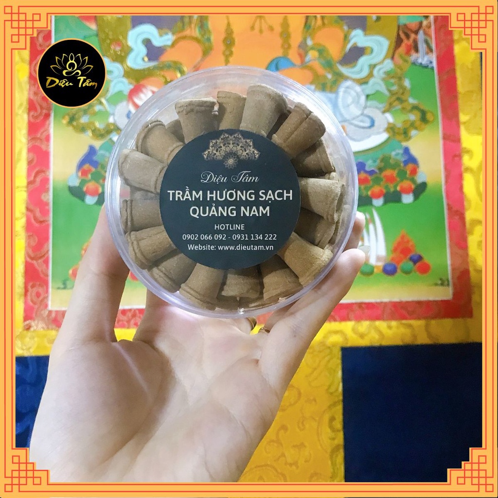 Trầm hương sạch Quảng Nam - Trầm nụ xông nhà ban thờ ban thần tài, hộp tem đen Diệu Tâm