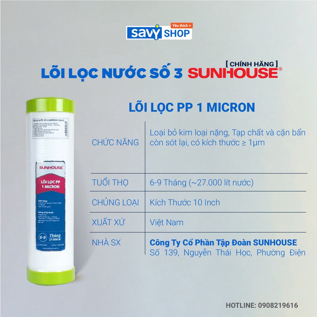 Lõi lọc nước số 1 Sunhouse SHRLL1 [Chính hãng]