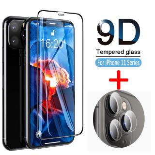 Kính cường lực 9D bảo vệ màn hình/ camera 2 trong 1 thích hợp cho iPhone 11 Pro X XS MAX XR 6s 7 8 Plus
