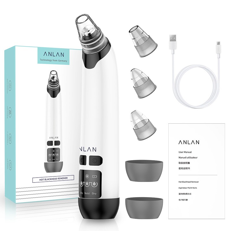 [Mã FMCGM50 - 8% đơn 250K] ANLAN Blackhead Vacuum Remover Facial Cleansing Beauty Tool