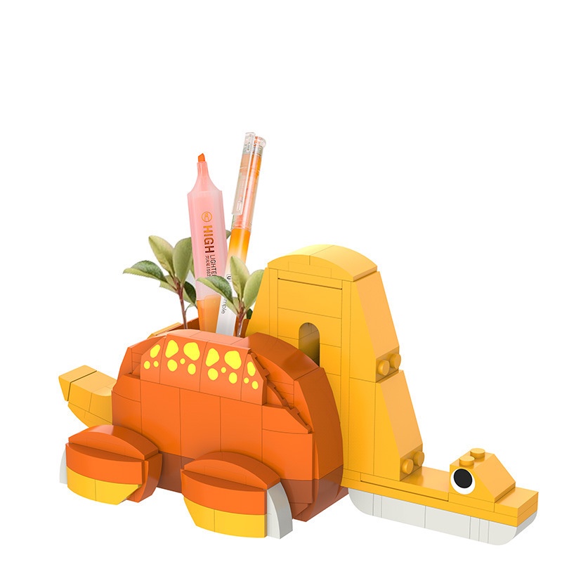Bộ mô hình lắp ráp khủng long t-rex SLUBAN đựng bút và khung ảnh kèm hộp đựng