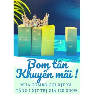 Combo 3 sản phẩm gội xịt xả rời vijully tặng 1 xịt bưởi dưỡng tóc dài khỏe ngăn rụng tóc