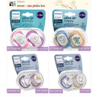 Ty ngậm Avent 0-6 tháng, 6-18 tháng và 18 tháng cho bé (set 2 chiếc) (Có tem nhập khẩu)