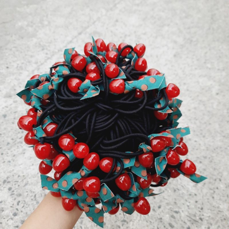 Dây cột tóc cherry đỏ xinh xắn thời trang Hàn Quốc