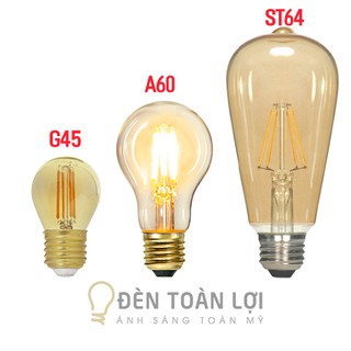 Bóng Đèn: Bóng LED Edison G45/A60/ST64 dimmer vỏ vàng - Đèn Toàn Lợi