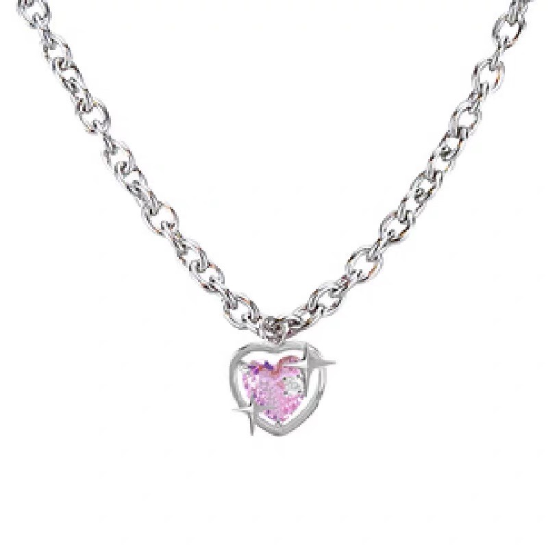 Vòng cổ Mặt Trái Tim Và Ngôi Sao Rỗng Thiết Kế Mới Lạ Độc Đáo