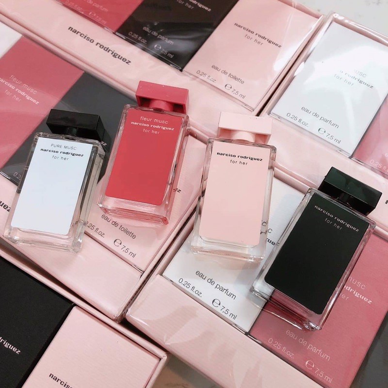 Set Nước Hoa Nữ Narciso Rodriguez  For Her EDT 7.5ml + For Her EDP 7.5m + Fleur Musc EDP 7.5ml + Pure Musc EDP 7.5ml