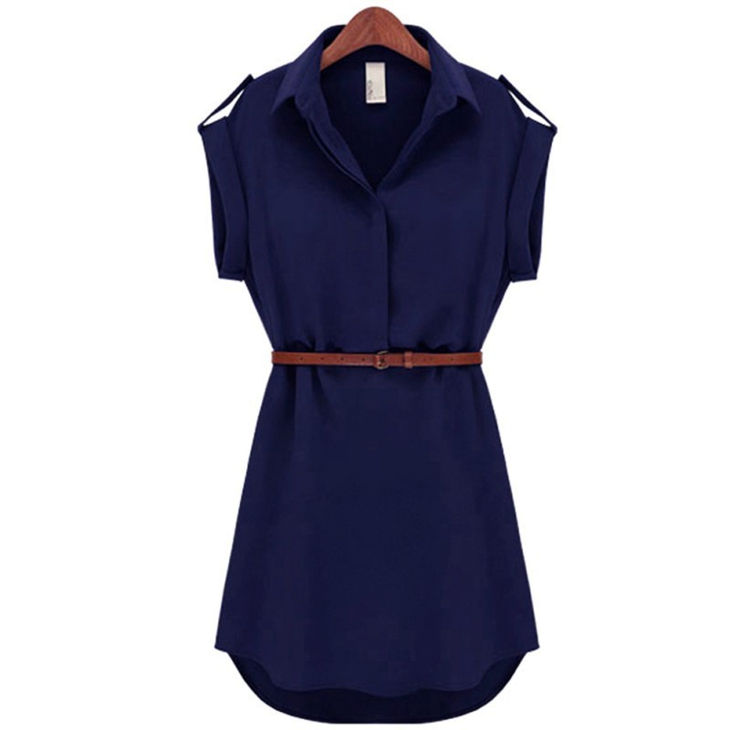 ✨SuperhappybuyWomen Chiffon Officewear High Waist Mini Solid Color Dress