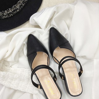 Dép sục bít mũi phối dây da chất đẹp gót 2cm