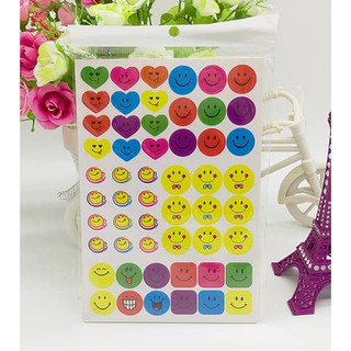 Set 10 tờ sticker táo, mặt cười, sao