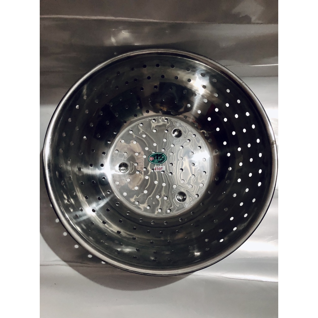 Rổ Cải Inox, Thau Inox có Lỗ To TANAFAC Loại Lớn 38 41cm