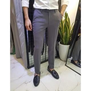 Quần Âu Ghi Đậm Dáng Slim Fit Không Bai Gião Không Phai Màu