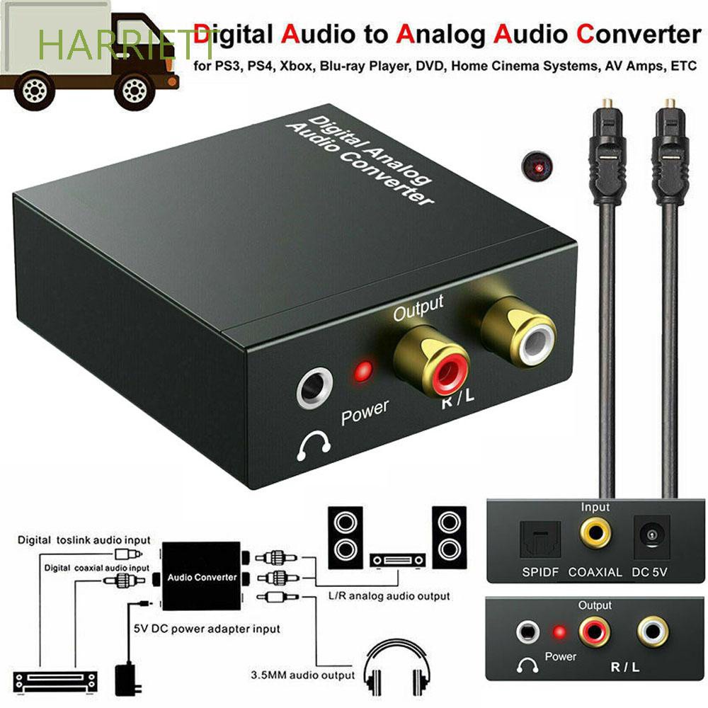 HARRIETT L/R Audio Converter Toslink Digital to Analog Converter Audio Adapter RCA SPDIF Optical Coaxial 3.5mm Jack Decoder Analog Signal Amplifier/Multicolor