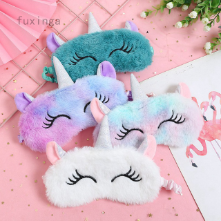 Bịt mắt ngủ hình kỳ lân phối lông nhiều màu sắc dễ thương cho bé