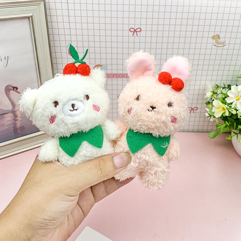 Móc Khóa Hình Gấu/Thỏ Nhồi Bông Dễ Thương