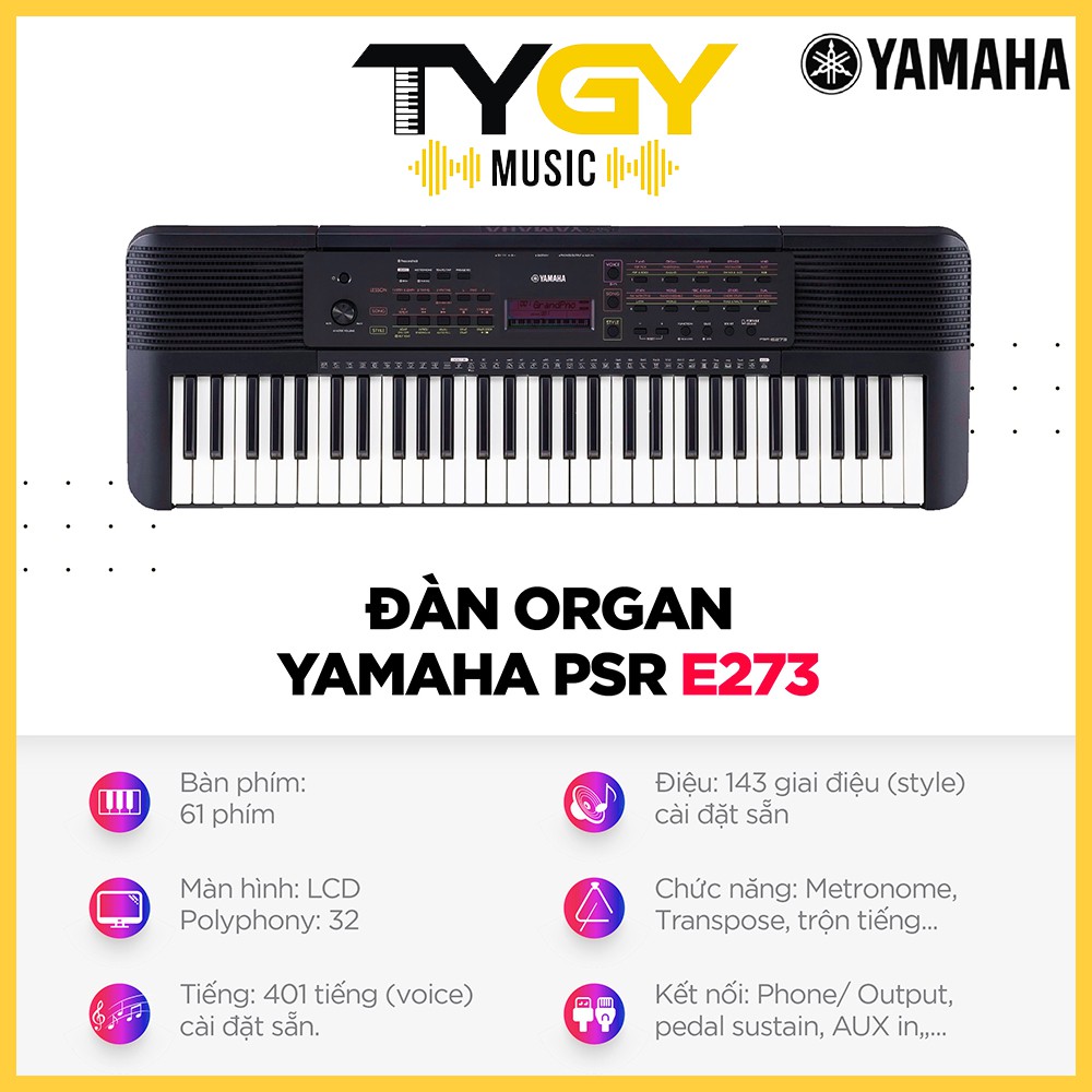 Đàn Organ Yamaha E273 | Tặng kèm Bao đàn