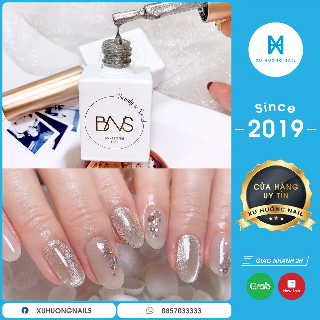 Sơn mắt mèo kim cương siêu sáng màu bạc BNS 15ml