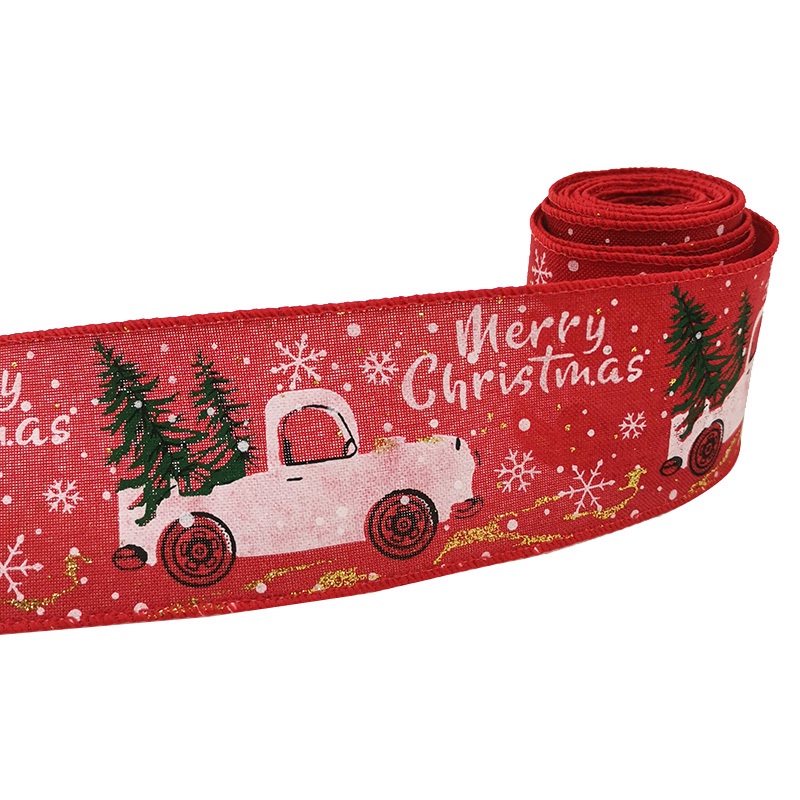 Ruy băng vải lanh Giáng sinh rộng 65mm dài 3m trang trí đa dụng chất lượng cao