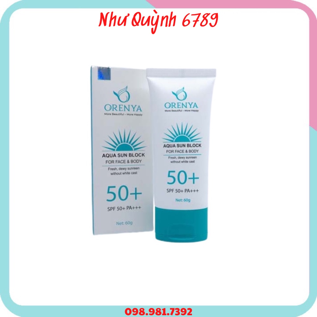 Kem Chống Nắng Sinh Học Aqua Sun Block SPF 50+ PA ++++ Orenya Tuýp 60gr