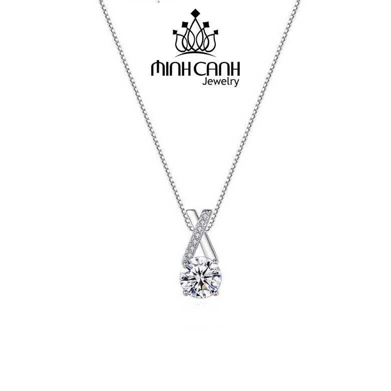 Dây Chuyền Bạc Minh Canh Jewelry Chữ X Đính Đá Dưới