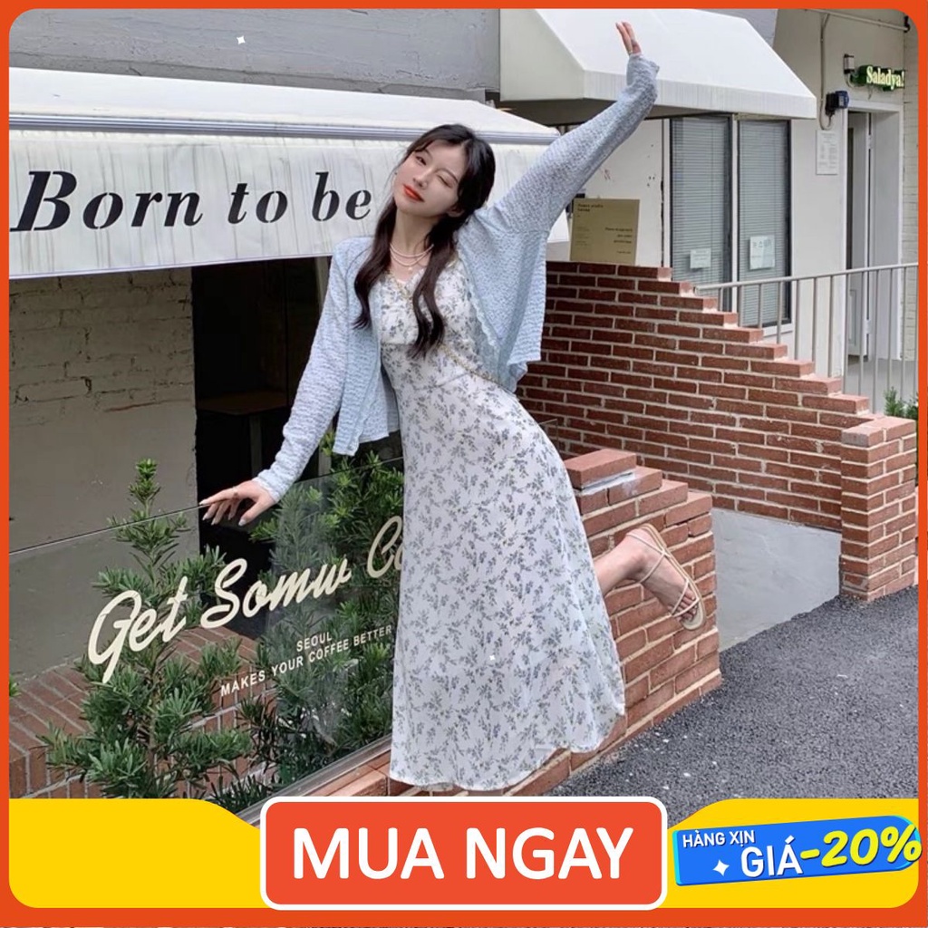 Đầm voan hoa nhí dài Váy maxi hoa đi biển