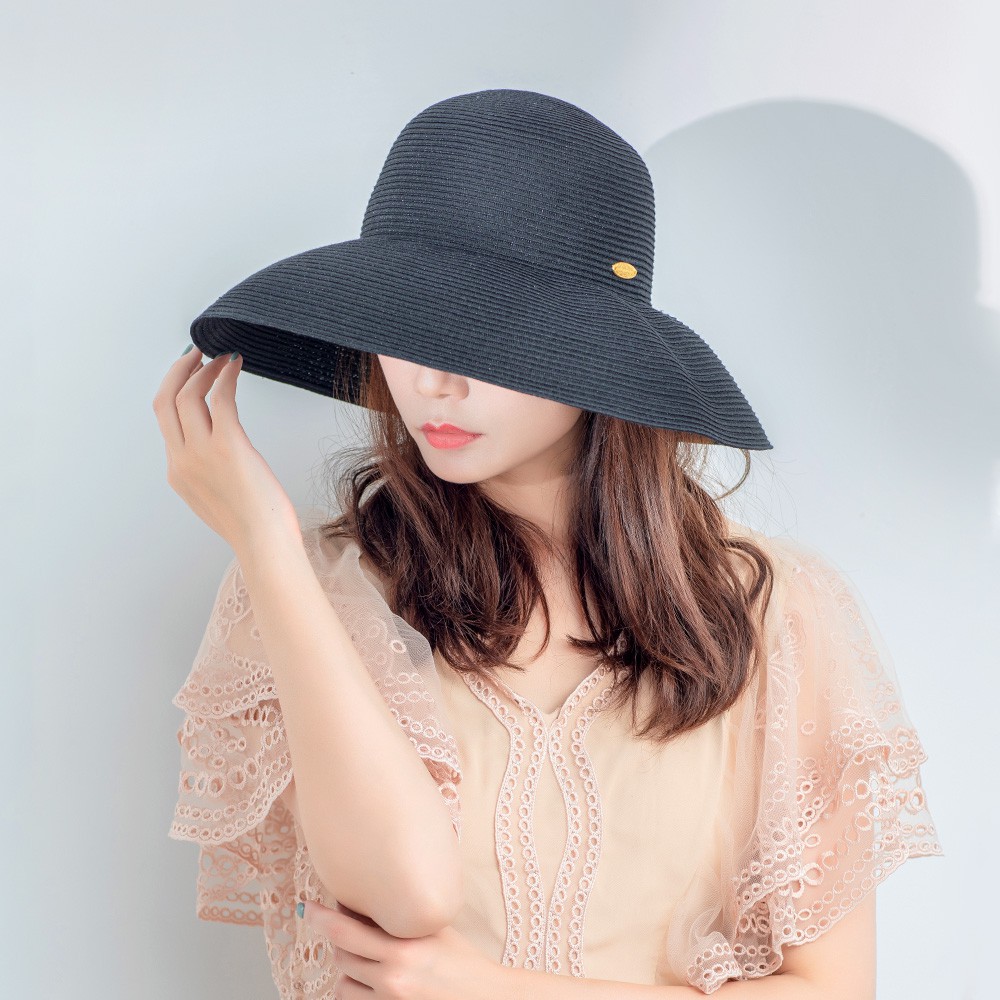 Mũ Cói Rộng Vành Chống Nắng / Tia UV Phong Cách Retro Hàn Quốc Có Thể Gấp Gọn Tiện Lợi