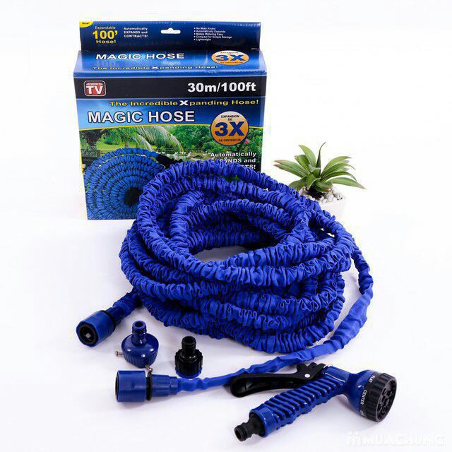 Bộ vòi xịt tăng áp giãn nở thông minh MAGIC HOSE 22,5m (75ft) - xịt nước co giãn đa năng tiện dụng kéo dài.