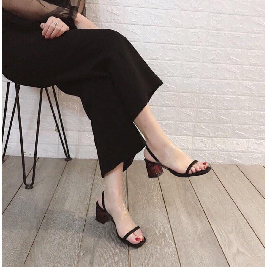 Sandal Guốc Gót Đỏ Quai Trong Đai Chun Zar 9 Phân