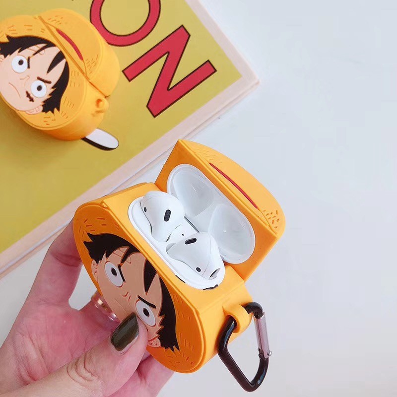 AirPods 1 2 Case Popular Japanese Anime ONE PIECE Cartoon Luffy Anti-drop Silicone wireless bluetooth earphone protective cover