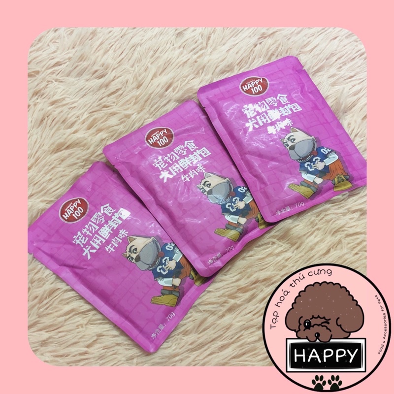 [4 VỊ] Pate Happy 100 cho cún nhiều vị / Thức ăn ướt Wanpy Happy100 cho chó [Ảnh thật] [Có sẵn] - Tạp Hoá Thú Cưng Happy